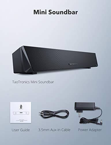 TaoTronics Gaming Computer Speaker, Dual Powerful 7W Drivers PC Soundbar, Colorful RGB Light, Wireless Bluetooth 5.0 or 3.5mm Aux-in Connection, Stereo Audio Computer Sound Bar for Desktop