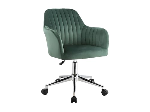 Vente-unique - Silla de Escritorio Eleana - Terciopelo - Verde - Altura Ajustable