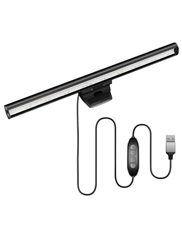 HIOUME Laptop Monitor Light Bar, USB e-Reading LED Task Lamp, 3 Adjustable Color Temperature, 10 Dimming Brightness Levels, No Screen Glare, Space Saving, Eye Health Care, Portable for Travel