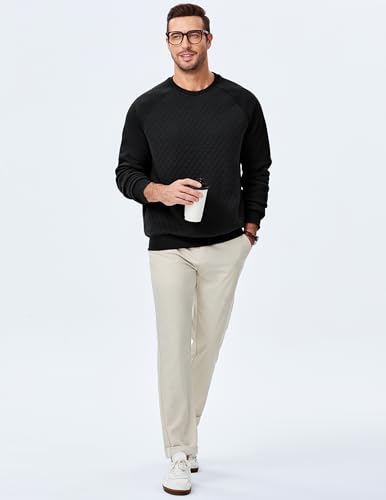 JMIERR Men's 2025 Casual Crewneck Dress Sweatshirts Pullover Fall Fleece Diamond Texture Warm Winter Comfy Long Sleeve4