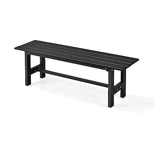 COSTWAY Panchina da Esterno con Sedile HDPE, Panca da Giardino con Telaio in Metallo Verniciato a Polvere, Panchina da Giardino, Parco e Balcone, Portata 300 kg, 120 x 36 x 40,5 cm (Black)