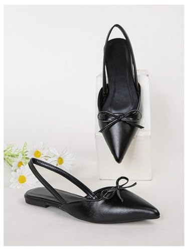 Image of Verdusa Women's Bow Pointed Toe Flat Shoes Slingback Flats Dress Shoes