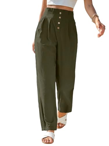 Image of TOPLOT Women High-Waist Pants | Pleated Relaxed Fit Trousers for Woman | Casual & Elegant Look with Workwear for Office, Events & College (5194)