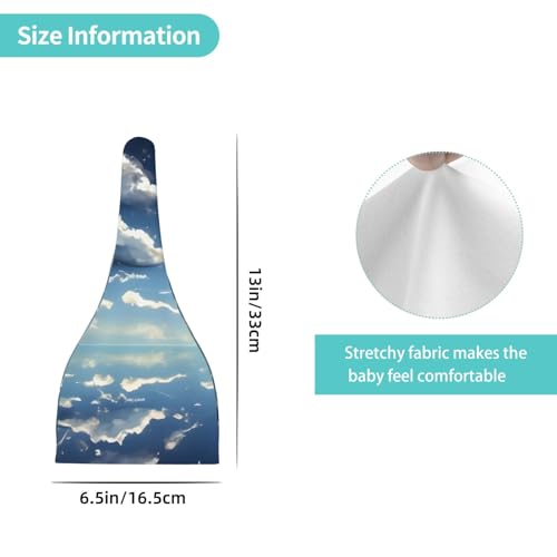 Blue Sky and White Clouds Print Newborn Baby Hat, Soft Top Knotted Beanie Cap, Cute Infant Headwear for 0-6 Months Welcome Party4