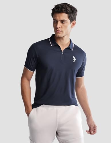 Image of U.S. Polo ASSN. Solid Active Wear Polo T Shirts for Men - Regular Fit, Breathable Half Sleeves Mens Tshirt