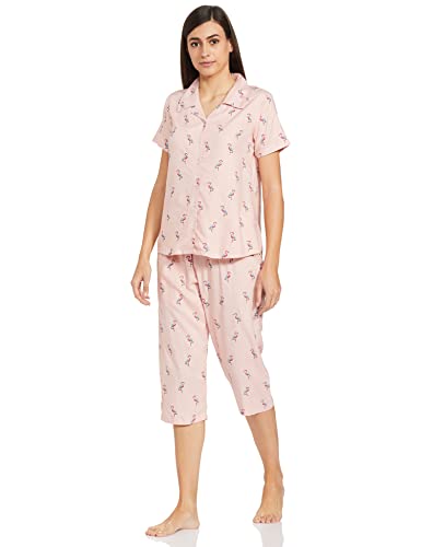 Image of Longies Women's Rayon Capri Nigh Suit Regular Set (LGRCSSYV001 PInk027 XL)