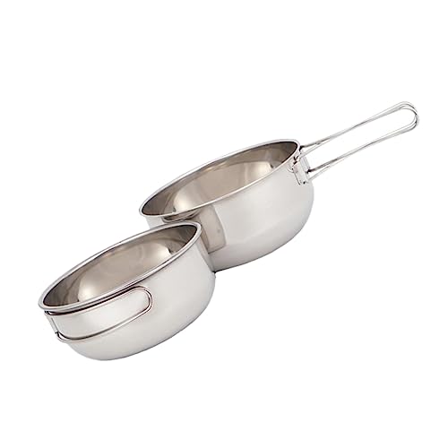 BESTonZON 3-pc Stainless Steel Travel Cutlery Set with Collapsible Bowls Folding Camping Tableware Mesh Storage Bag