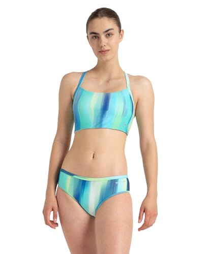 Image of Speedo Women's Endurance10 Printed Racerback Bikini Set Swimming Costume Swimwear | Chlorine Resistance | UPF 40+ Sun Protection | Racerback Design | Removable Bra Pads