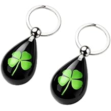 2PCS Lucky Four Leaves Clover Simulated Resin Keychains Perfit Gift to Catch the Luck Portable Metal Pendant St. Patricks Day Keychain, Valentines Day Gift
