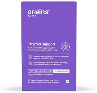 Origins Nutra Thyroid Support | Supports Healthy Thyroid Function & Hormonal Balance | With ForsLeanยฎ & Shodenยฎ | GMP Certified | 56 Veg Capsules
