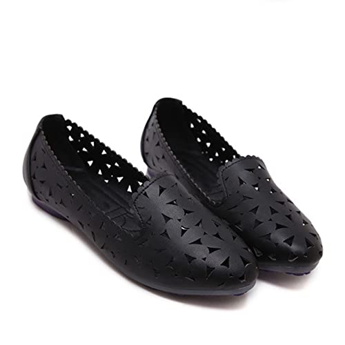 LUXINYU Women's Slip on Flats,Fashion Classic Round Toe Solid Hollow Soft Comfortable Shallow Breathable Flat Shoes4