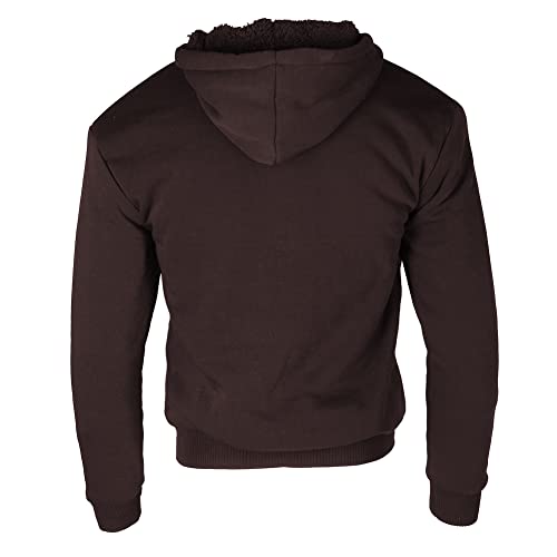 Maximos Men's 5008 Sherpa Lined Long Sleeve Full Zip Hoodie Brown M3