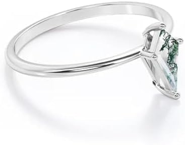 RARE JEWELS HUB Kite Shape Moss Agate Ring Set For Women 925 Silver Engagement Ring Set Moss Agate Dainty Bridal Ring Set Women's Gift Item And Valentine's Day