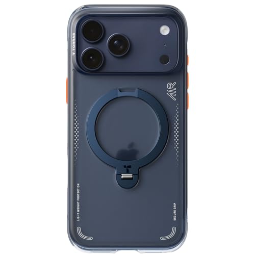 TORRAS iPhone 17 Pro 用 ケース 6.3 インチ【エアバッグ 超強保護・米軍 MIL規格 】リング スタンド MagSafe対応 【Ostand Q3 Air 】 360°定点回転 縦横両対応 MagSafe対応 ワイヤレス充電 カメラコントロールボタン付き 登山・アウトドア活動 真夜中・ブルー