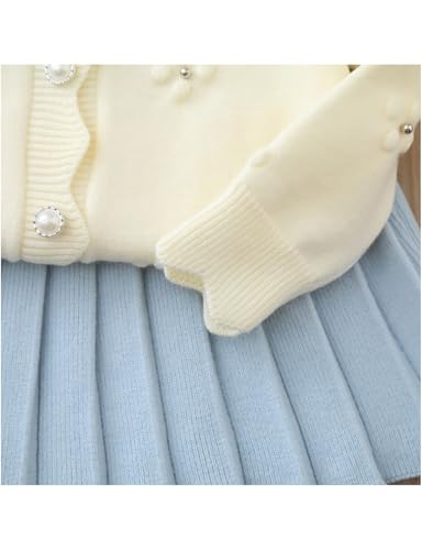 2-7T Baby Girls Little Kids Knitted Sweater 2 Piece Set Button-Down Cardigan & Pleated Skirt Sets Autumn Winter Outfits4