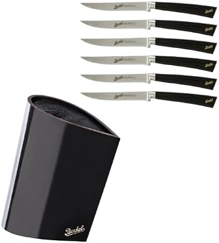Berkel Elegance 6-Piece Steak Knife Set with Bag Knife Block/Elegant Cutlery for Home/Stainless Steel Knife Blades/Versatile Knife Set/Made in Italy Black