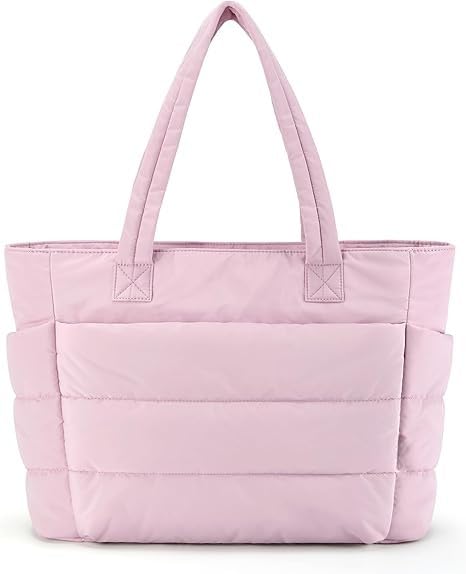 Image of Tote Bag for Woman | Lightweight Puffy Shoulder Handbag with Multi Compartment | Travel, Office, Gym & Daily Use | Durable Taslan Fabric