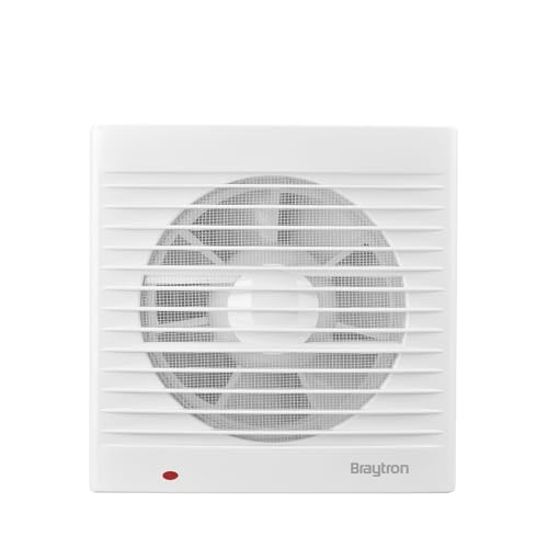 Braytron Badlüfter Wandlüfter WC Küche Ventilator Lüfter Ø100 mm | Leise 34dB | Leistungsstark 100 m³/h | Energieeffizient 12W | Abluftventilator für Badezimmer, Toiletten, Küchen und Wohnräume