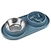 Coolzon Comedero Perro, Acero Inoxidable Comedero para Pequeño Perros Gatos Mascotas con Base de Silicona Antideslizante Bebedero Perro y Comedero Perro Antivoracidad (Azul)