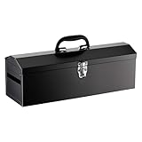 Wiltec Werkzeugkasten 484 x 154 x 165 mm aus Stahl, Werkzeugkoffer mit herausnehmbarer Ablage und Handgriff