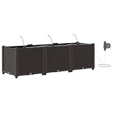 Geecher Vaso da Giardino 3 Pezzi, con Sistema di irrigazione, 120 x 40 x 37,5 cm, in Acciaio, Marrone, per Esterno, Giardinaggio Facile