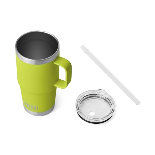 Image of YETI Rambler 25 oz Tumbler with Handle and Straw Lid, Travel Mug Water Tumbler, Vacuum Insulated Cup with Handle, Stainless Steel, Chartreuse