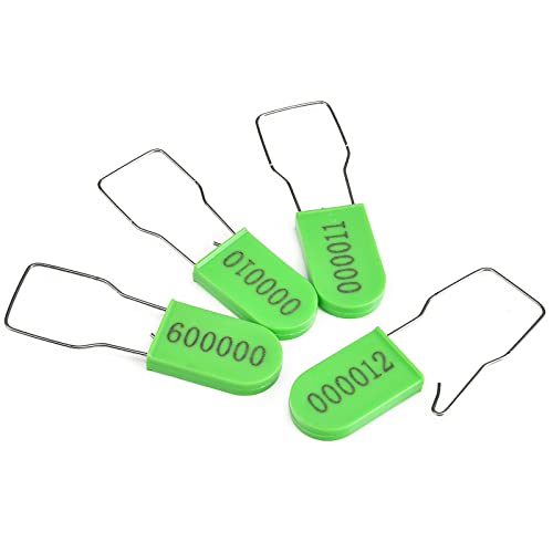 LeadSeals 100PCS Plastic Padlock Security Seals Metal Wire Padlocks Electric Meter Lockout Tags Self-Locking Numbered Anti Tamper Seal Tags Green