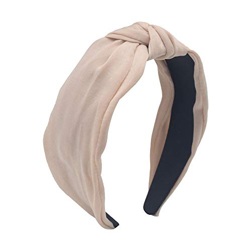 MHDGG Knot Headband for Women Wide Headbands Knot Turban Headband Vintage Hairband Elastic Hair Hoops Hair Accessories for Women and Girls,Beige
