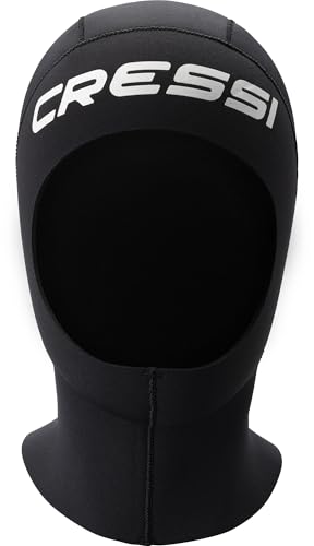 Cressi Resilient Hood 3mm L - Unisex Kopfhauben aus 3 mm dickem doppelt gefüttertem Neopren, ideal zum Tauchen, Schnorcheln und Wassersport, Schwarz, L