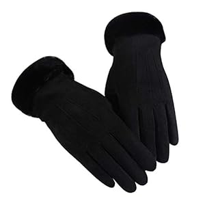 BIBOKAOKE Warme handschoenen dames suède handschoenen zacht warm verdikt winddicht imitatiebont voering lederen…