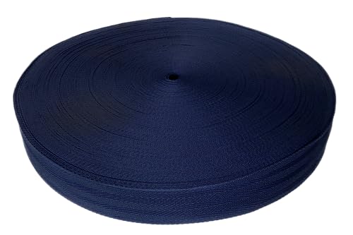 Trimz Polypropylene Herringbone Webbing - 38mm x 25m - Navy Heavy Duty Strap for Bags Crafts and DIY