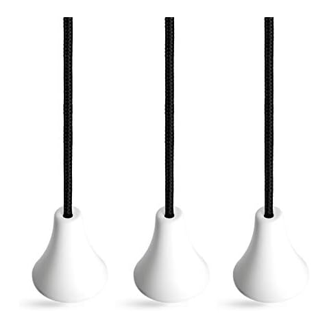 Light Pull Cord Strings. Jet Black Cord with Ice White Bell and Connector. Package of 3 Cover