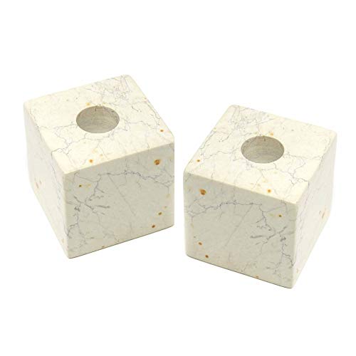Global Crafts Hand-Carved Soapstone Cube Candle Holders, Set of 2, Made in Kenya (KSACHCUBE-S2)