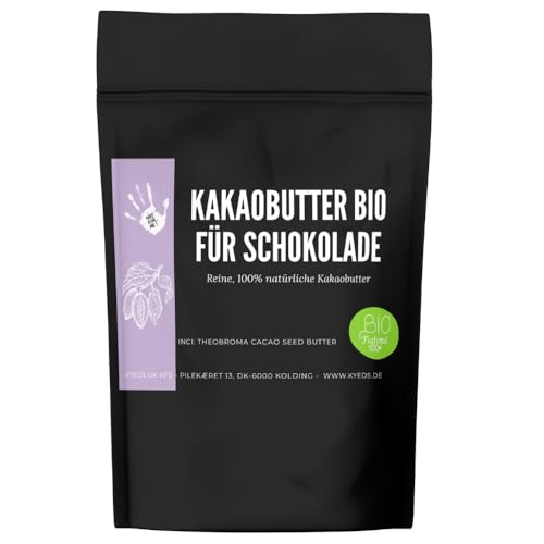Bio Kakaobutter für Schokolade 100% Reine Kakaobutter Bio Cocoa Butter Lebensmittelqualität Ideal zum Backen für Desserts & DIY Kosmetik Cacao Butter Natürlich & Vegan