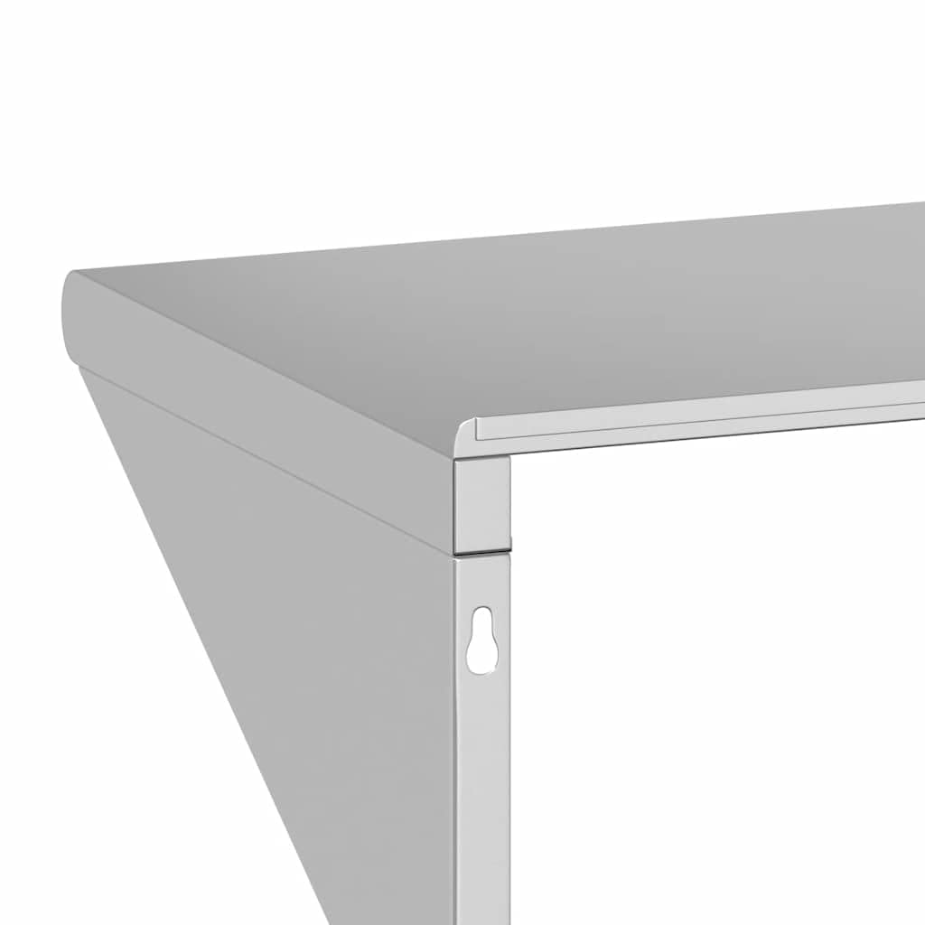 vidaXL Wandregal, Gewürzregal Erhöhte Kante, Hängeregal Schweberegal für Wohnzimmer Küche, Wandboard Regal Küchenregal, Silbern Edelstahl