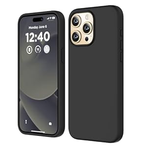 Compatible with iPhone 15 Pro Max Case, Liquid Silicone Case, Full Body Shockproof Protective Cover Slim Thin Phone Case with Soft Anti-Scratch Microfiber Lining, 6.7 inch-Black