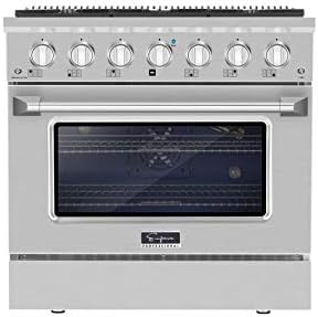 Empava 36 Inch Pro-Style Slide-in Single Oven Gas Range with 6 Sealed Ultra High-Low Burners-Heavy Duty Continuous Grates in Stainless Steel, 36 Inch