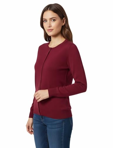 Image of Allsense Women's Long-Sleeve Crewneck Cardigan | Classic Button Down Sweater, Soft Fine Knit, Lightweight