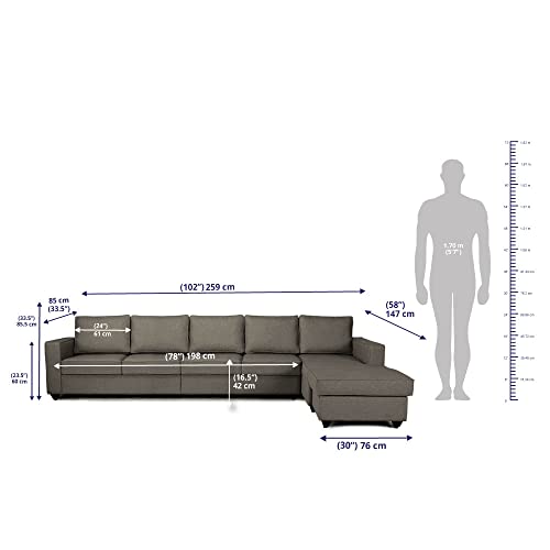 Image of Wakefit Sofa Set | 3 Year Warranty | Sofa 3 Seater, 3 Seater Sofa for Living Room, Wooden Sofa Set, 4 Seater + Right Aligned, Sofa for Living Room - Napper(Omega : Grey)