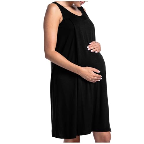 Ceboyel Women's Long Maternity Spaghetti Dress Summer Square Neck Sleeveness Pregnancy Clothes Loungewear for Baby