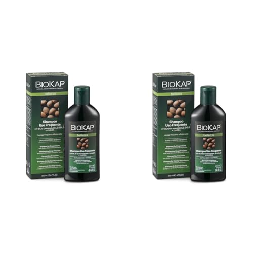 BIOKAP Shampoo idratante Uso Frequente, con Olio di Mandorle Dolci e Yucca Adatto a tutti i tipi di capellI, Rende i capelli luminosi, 200 ml (Confezione da 2)