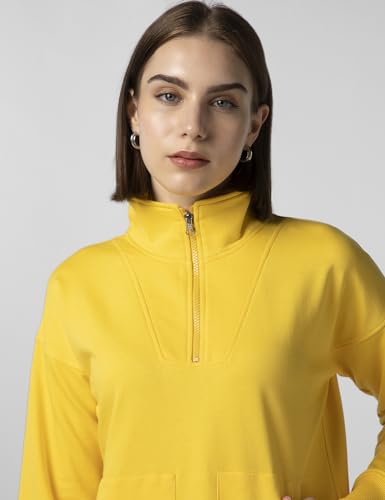 Image of FYLTR Women's Casual Stand Collar Sweatshirt with Drop Shoulder & Boxy Fit - Zip Closure | Utility Pockets | Rib Hem & Cuff | Sweatshirts for Women | Casualwear