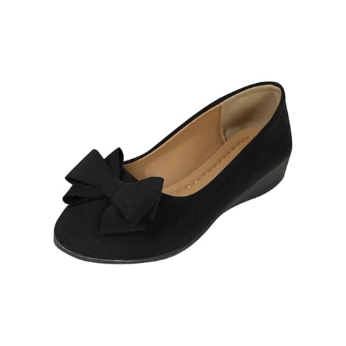 Zapatos Mujer Comodos Vestir,Zapatos Mujer de Cuña Elegantes Bailarinas de Punta Redonda con Arco Moda Fiesta Zapatillas Vestir de Ante Versátil Mocasines Ortopédicos Calzado