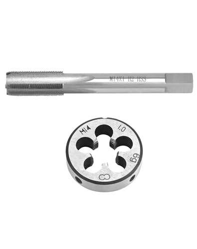 QWORK® Gewindebohrer M14x1.0mm, Gewindebohrer und Schneideisen Set