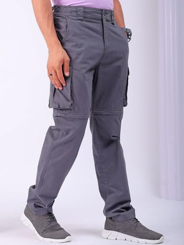 Image of The Indian Garage Co Men Relaxed Fit Solid Mid-Rise Cargos