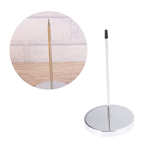 FUNOMOCYA 3 Pcs Silver Receipt Spindle Holder with Round Base Sturdy Metal Check Spike for Restaurant Office and Kitchen Use Memo and Bill Organizer
