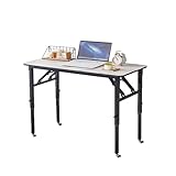 JOUFNING Schreibtisch Klappbar – Konferenztisch, Höhenverstellbarer Stehtisch, Klappbarer Besprechungstisch, Rollbarer Laptoptisch, Für Homeoffice(80 * 40*(58-79) cm)