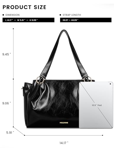 molshine Genuine Leather Tote Bags, Large Capacity Casual Top Handle Shoulder Handbag, Crossbody Bag With Adjustable Strap for Women Lady DLK00162