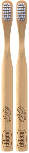 Chicco Spazzolino da Denti in Bamboo, Spazzolino Per Bambini, Resistente All'Acqua, Flessibile e Leggero, Setole Extrasoft, 3 Anni+ (Confezione da 2)