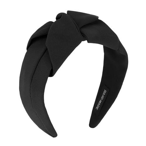 Ondder Top Knot Headband for Women Black Non Slip Fashion Wide Knotted Headbands Hair Accessories for Women Girls